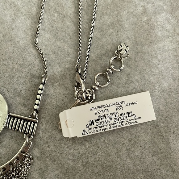 NWT Silver Tone Turquoise Fringe Pendant Necklace 22 + 2" - Picture 4 of 6